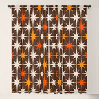 Midcentury Modern Atomic Age Starburst Pattern in Retro 70s Brown Orange Beige Window Curtain Gallery Image 5