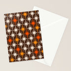 Midcentury Modern Atomic Age Starburst Pattern in Retro 70s Brown Orange Beige Stationery Card Gallery Image 2