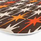 Midcentury Modern Atomic Age Starburst Pattern in Retro 70s Brown Orange Beige Bath Mat Gallery Image 3