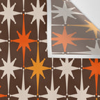 Midcentury Modern Atomic Age Starburst Pattern in Retro 70s Brown Orange Beige Wall Tapestry Gallery Image 3