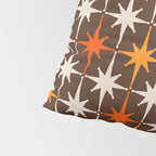 Midcentury Modern Atomic Age Starburst Pattern in Retro 70s Brown Orange Beige Pillow Sham Gallery Image 4