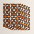 Midcentury Modern Atomic Age Starburst Pattern in Retro 70s Brown Orange Beige Wrapping Paper Gallery Image 3