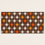 Midcentury Modern Atomic Age Starburst Pattern in Retro 70s Brown Orange Beige Desk Mat Gallery Image 3