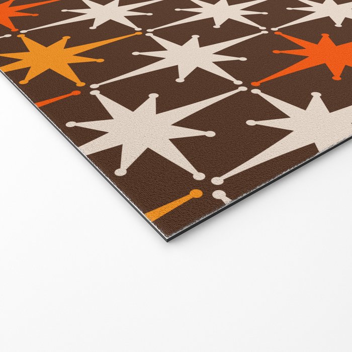 Midcentury Modern Atomic Age Starburst Pattern in Retro 70s Brown Orange Beige Welcome Mat Gallery Image 2