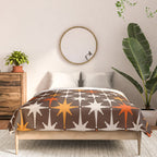 Midcentury Modern Atomic Age Starburst Pattern in Retro 70s Brown Orange Beige Comforter Gallery Image 3