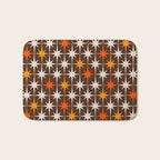 Midcentury Modern Atomic Age Starburst Pattern in Retro 70s Brown Orange Beige Bath Mat Gallery Image 1