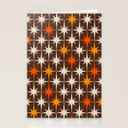 Midcentury Modern Atomic Age Starburst Pattern in Retro 70s Brown Orange Beige Stationery Card Gallery Image 2