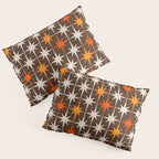 Midcentury Modern Atomic Age Starburst Pattern in Retro 70s Brown Orange Beige Pillow Sham Gallery Image 3