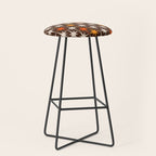 Midcentury Modern Atomic Age Starburst Pattern in Retro 70s Brown Orange Beige Stool Gallery Image 1