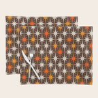 Midcentury Modern Atomic Age Starburst Pattern in Retro 70s Brown Orange Beige Placemat Gallery Image 1