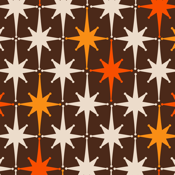 Midcentury Modern Atomic Age Starburst Pattern in Retro 70s Brown Orange Beige Coffee Mug Gallery Image 2