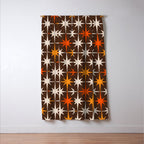 Midcentury Modern Atomic Age Starburst Pattern in Retro 70s Brown Orange Beige Window Curtain Gallery Image 3