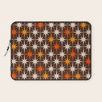 Midcentury Modern Atomic Age Starburst Pattern in Retro 70s Brown Orange Beige Laptop Sleeve Gallery Image 1