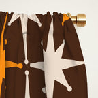 Midcentury Modern Atomic Age Starburst Pattern in Retro 70s Brown Orange Beige Window Curtain Gallery Image 2