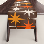 Midcentury Modern Atomic Age Starburst Pattern in Retro 70s Brown Orange Beige Table Runner Gallery Image 1