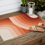 Mid Century Modern Geometric 89 in Terracotta Shades (Rainbow Abstract) Outdoor Rug Gallery Image 2