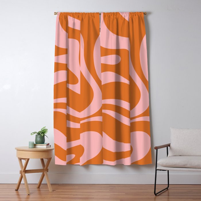 Liquid Candy Retro Swirl Abstract Pattern in Orange and Pink Window Curtain Gallery Image 5