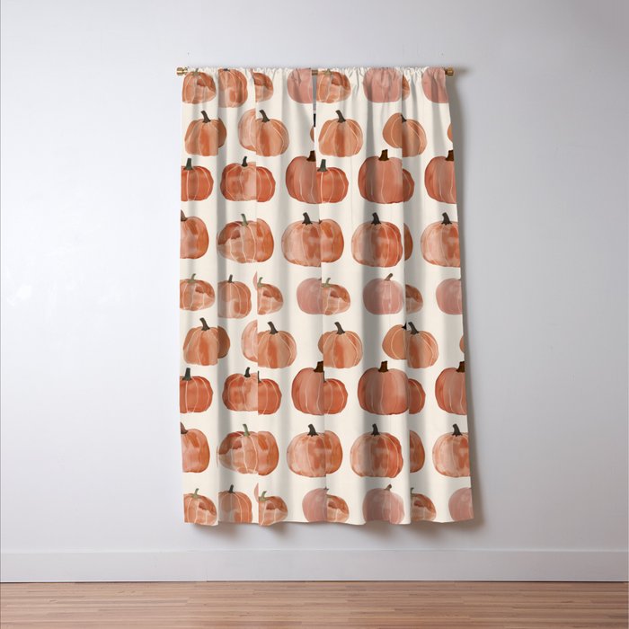 Mini Pumpkins Boho Autumn Cozy Fall Watercolor Illustration Window Curtain Gallery Image 3
