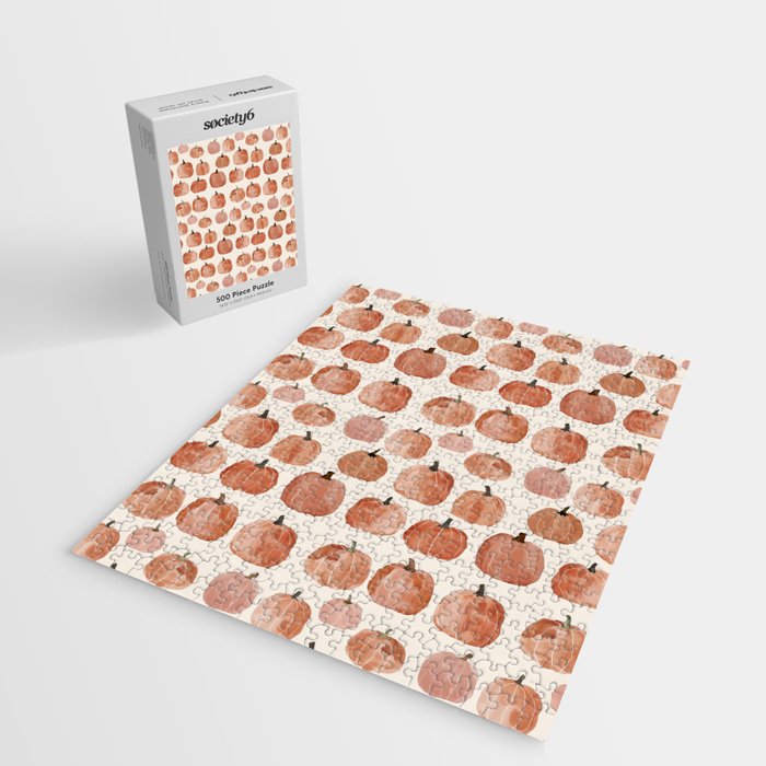 Mini Pumpkins Boho Autumn Cozy Fall Watercolor Illustration Jigsaw Puzzle Gallery Image 2