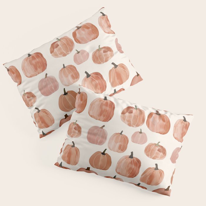 Mini Pumpkins Boho Autumn Cozy Fall Watercolor Illustration Pillow Sham Gallery Image 3