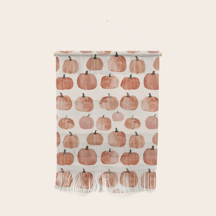 Mini Pumpkins Boho Autumn Cozy Fall Watercolor Illustration Wall Hanging Gallery Image 1