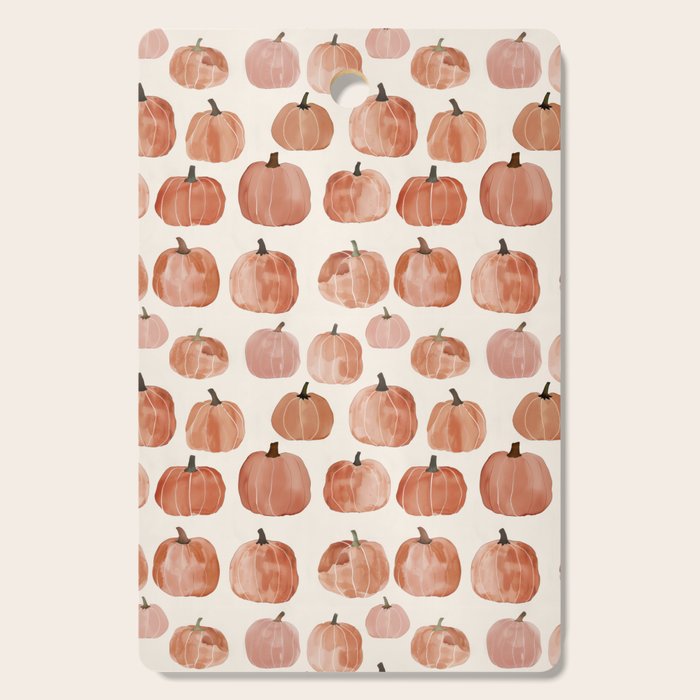Mini Pumpkins Boho Autumn Cozy Fall Watercolor Illustration Cutting Board Gallery Image 1