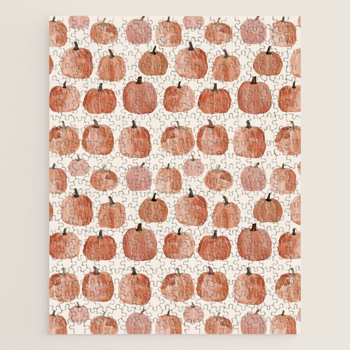 Mini Pumpkins Boho Autumn Cozy Fall Watercolor Illustration Jigsaw Puzzle Gallery Image 1