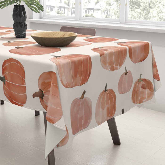 Mini Pumpkins Boho Autumn Cozy Fall Watercolor Illustration Tablecloth Gallery Image 3