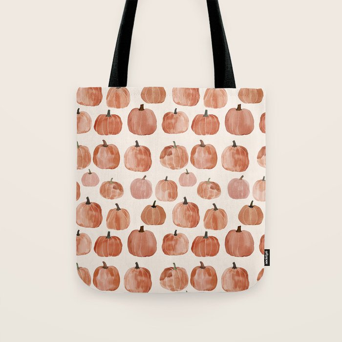 Mini Pumpkins Boho Autumn Cozy Fall Watercolor Illustration Tote Bag Gallery Image 1