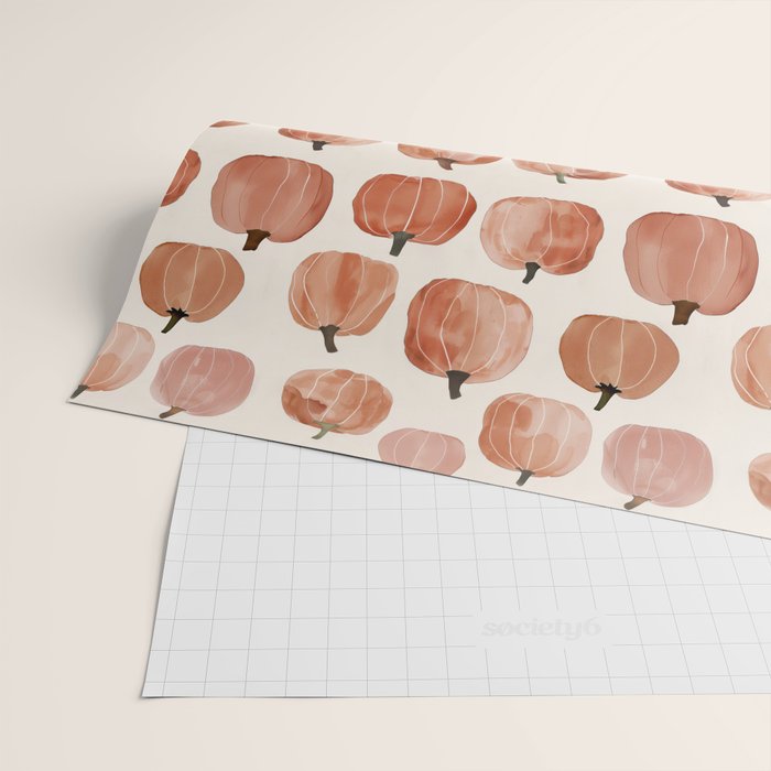 Mini Pumpkins Boho Autumn Cozy Fall Watercolor Illustration Wrapping Paper Gallery Image 2