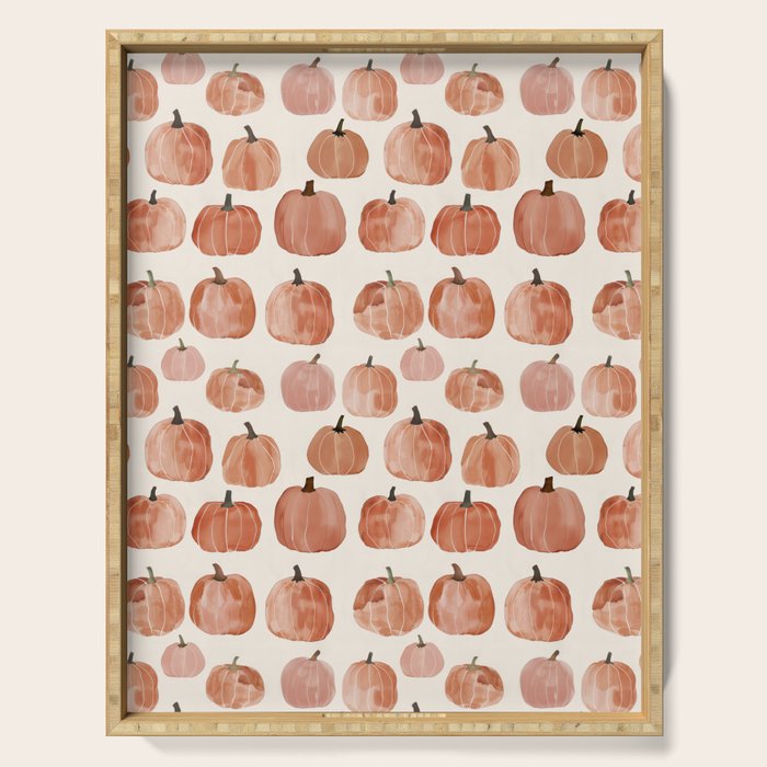 Mini Pumpkins Boho Autumn Cozy Fall Watercolor Illustration Serving Tray Gallery Image 1