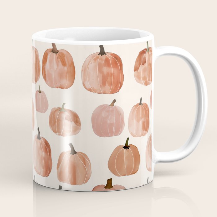 Mini Pumpkins Boho Autumn Cozy Fall Watercolor Illustration Coffee Mug Gallery Image 1