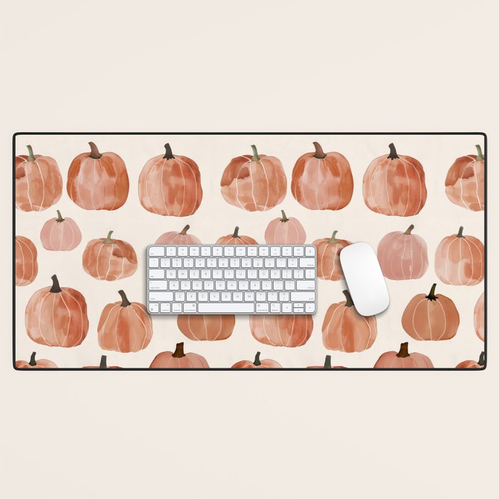 Mini Pumpkins Boho Autumn Cozy Fall Watercolor Illustration Desk Mat Gallery Image 1