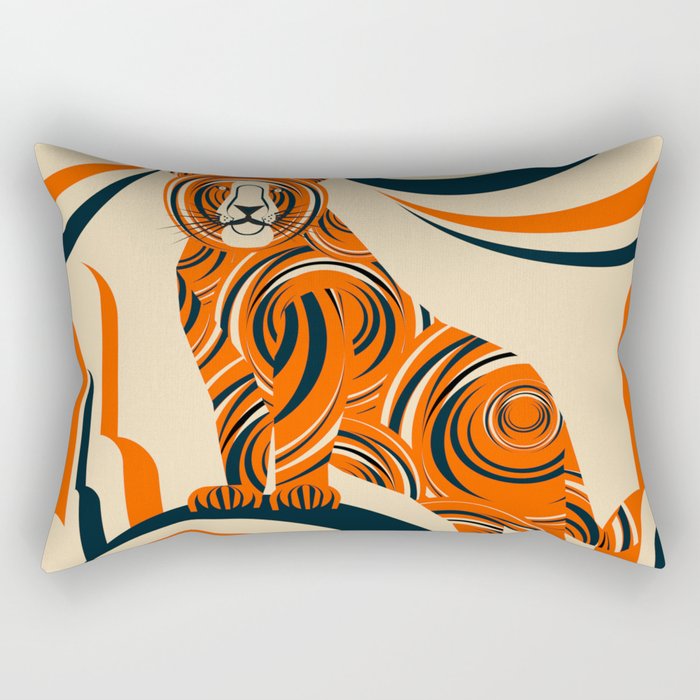 Tiger in the Woods Rectangular Pillow Gallery Image 1