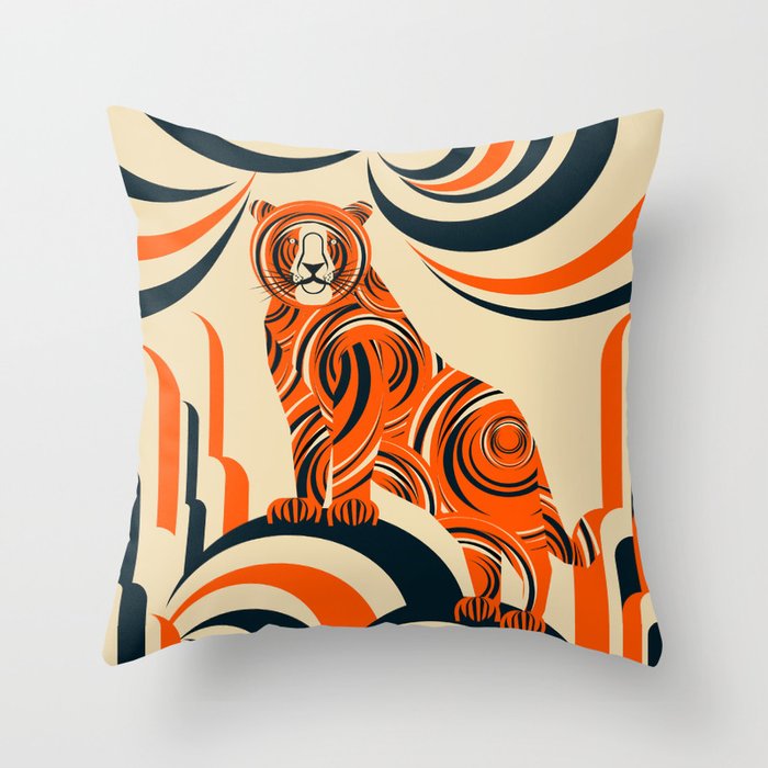 Tiger in the Woods Throw Pillow Gallery Image 1
