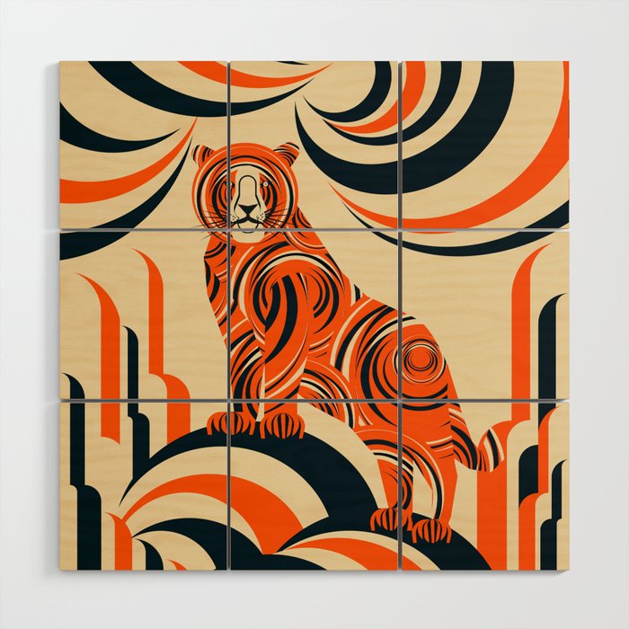 Tiger in the Woods Wood Wall Art Gallery Image 1