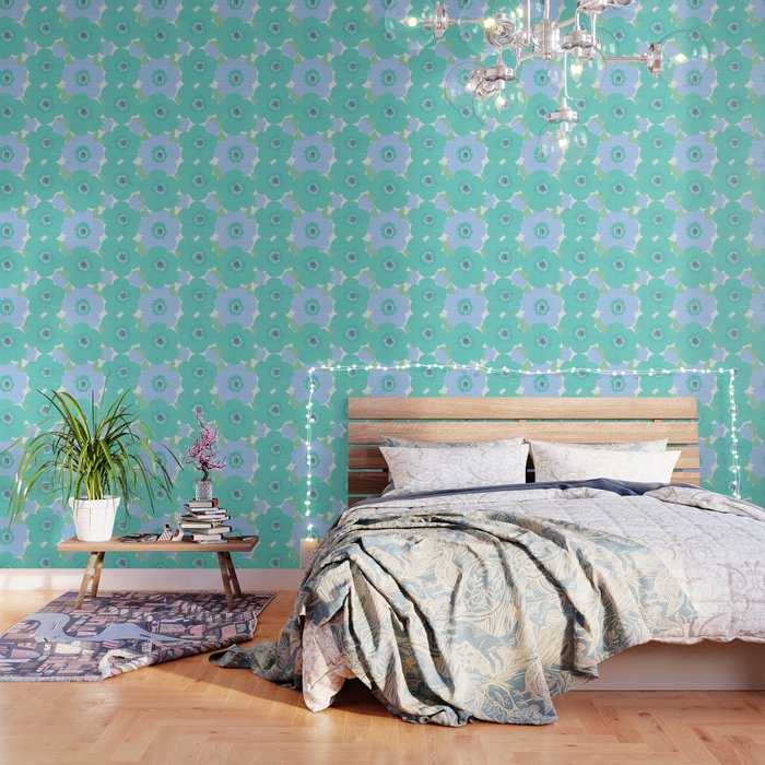 Bright Summer Floral Mid-Century Style Flower Pattern Wallpaper Gallery Image 1