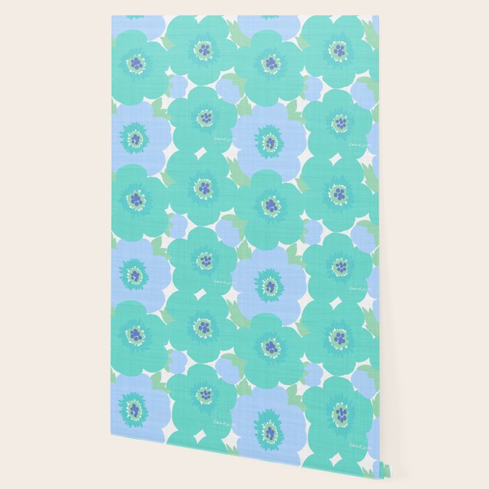 Bright Summer Floral Mid-Century Style Flower Pattern Wallpaper Gallery Image 2