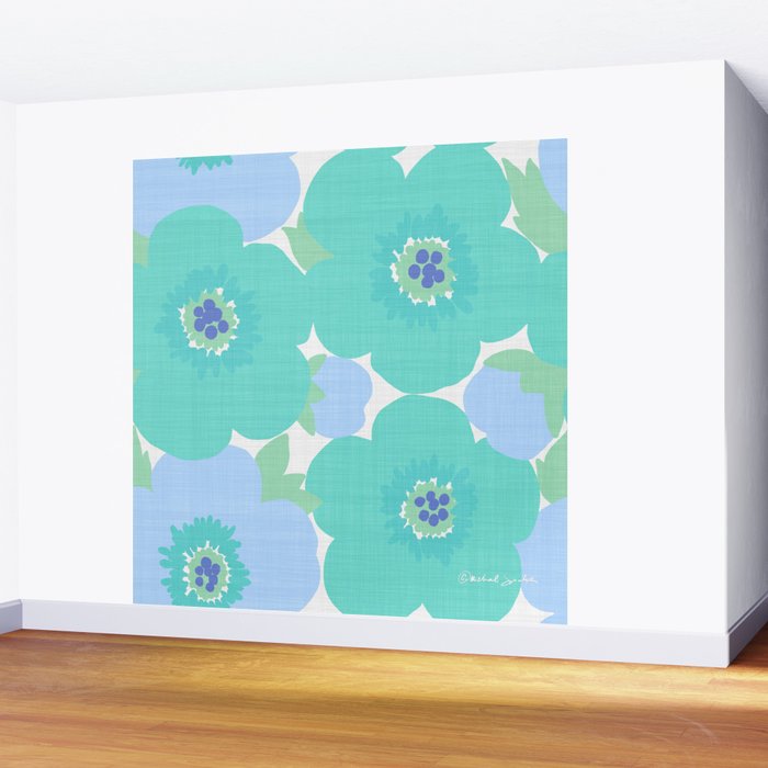 Bright Summer Floral Mid-Century Style Flower Pattern Wall Mural Gallery Image 2