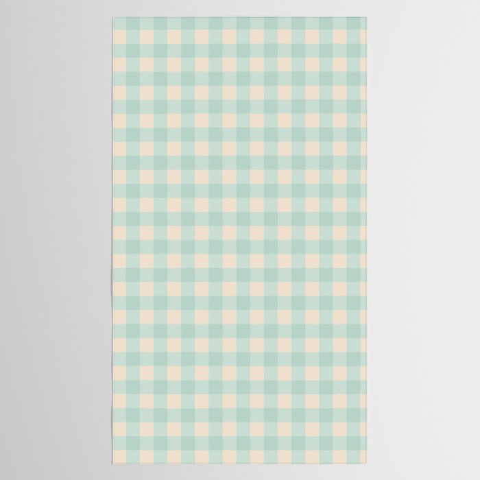 Retro Green Blue Gingham Tablecloth Gallery Image 2