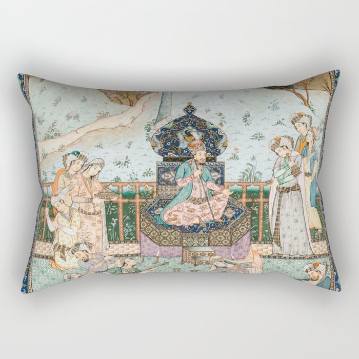 Persian Royal Court Dance Show Miniature Painting  Rectangular Pillow Gallery Image 1