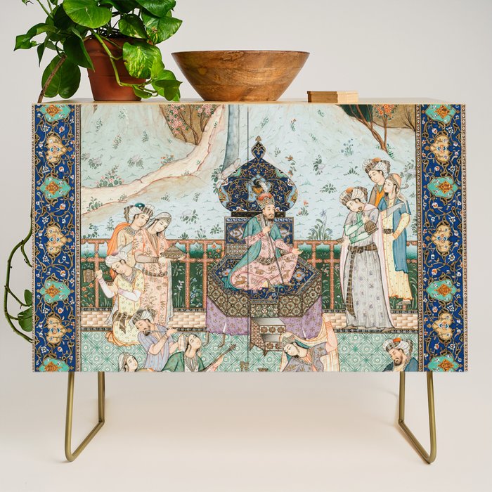 Persian Royal Court Dance Show Miniature Painting  Credenza Gallery Image 1