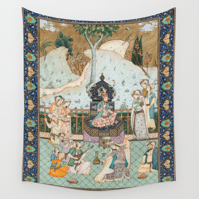 Persian Royal Court Dance Show Miniature Painting  Wall Tapestry Gallery Image 1