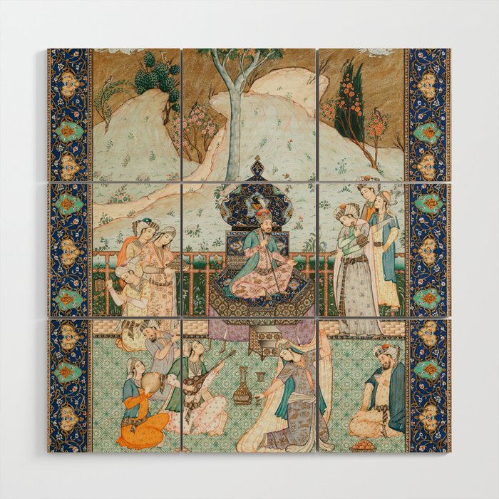 Persian Royal Court Dance Show Miniature Painting  Wood Wall Art Gallery Image 1