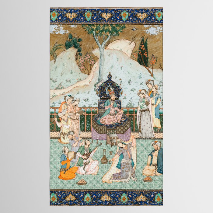 Persian Royal Court Dance Show Miniature Painting  Tablecloth Gallery Image 2
