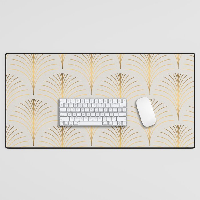 Golden Fan Leaf Art Deco Desk Mat Gallery Image 1