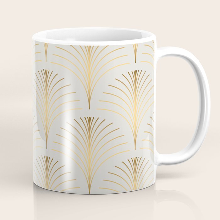 Golden Fan Leaf Art Deco Coffee Mug Gallery Image 1