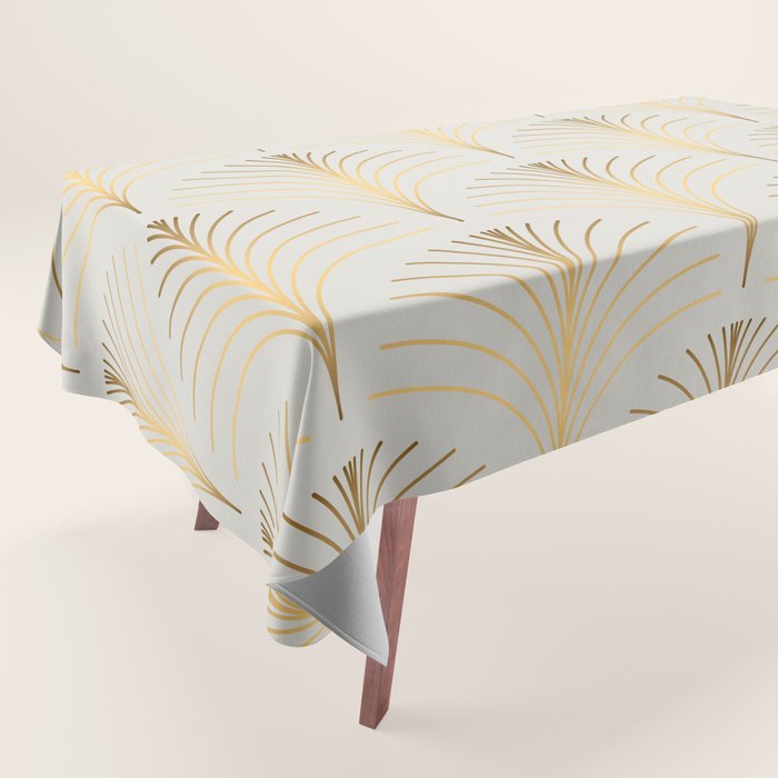 Golden Fan Leaf Art Deco Tablecloth Gallery Image 1