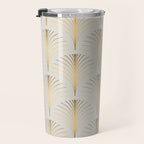 Golden Fan Leaf Art Deco Travel Mug Gallery Image 3