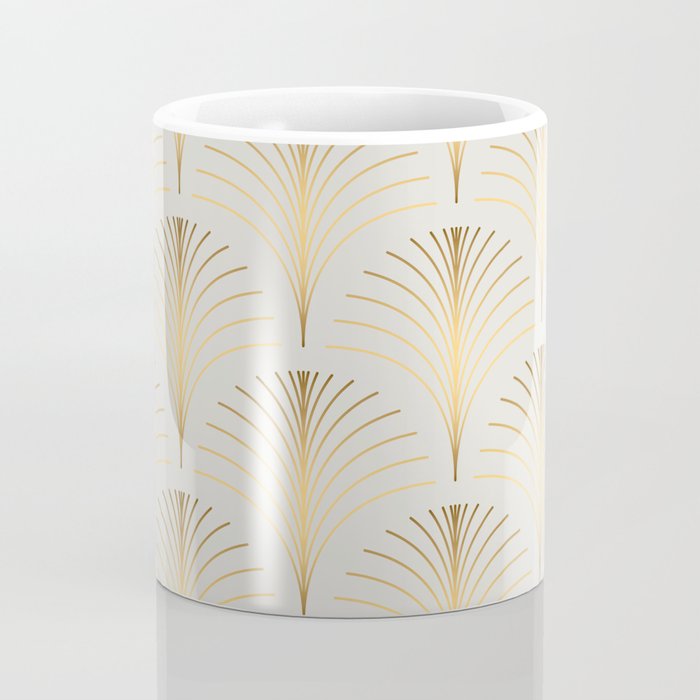 Golden Fan Leaf Art Deco Coffee Mug Gallery Image 4